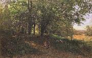 Edmund George Warren,RI Rest in the cool and shady Wood (mk46) oil